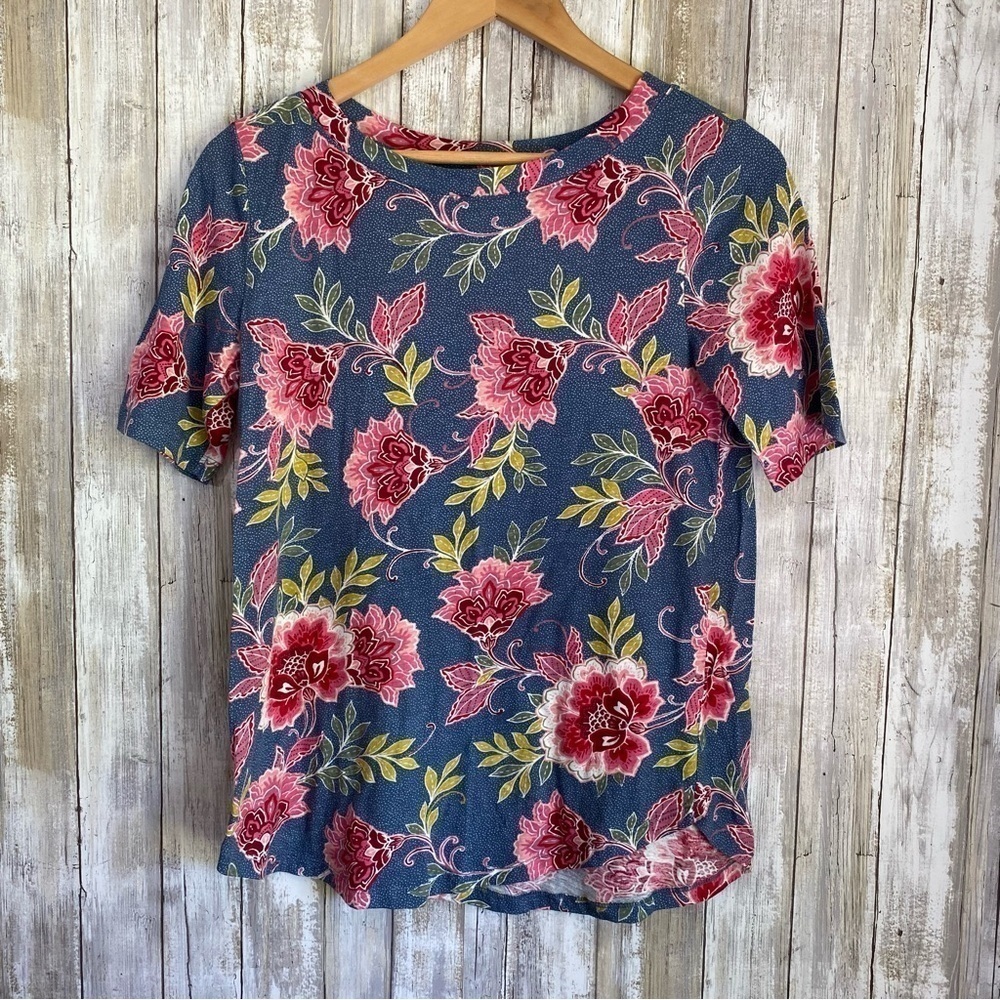 Loft Floral Denim Style Blouse